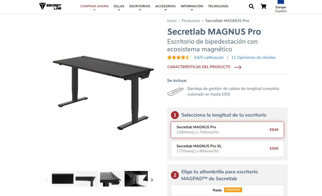 escritorio elevable secretlab magnus pro